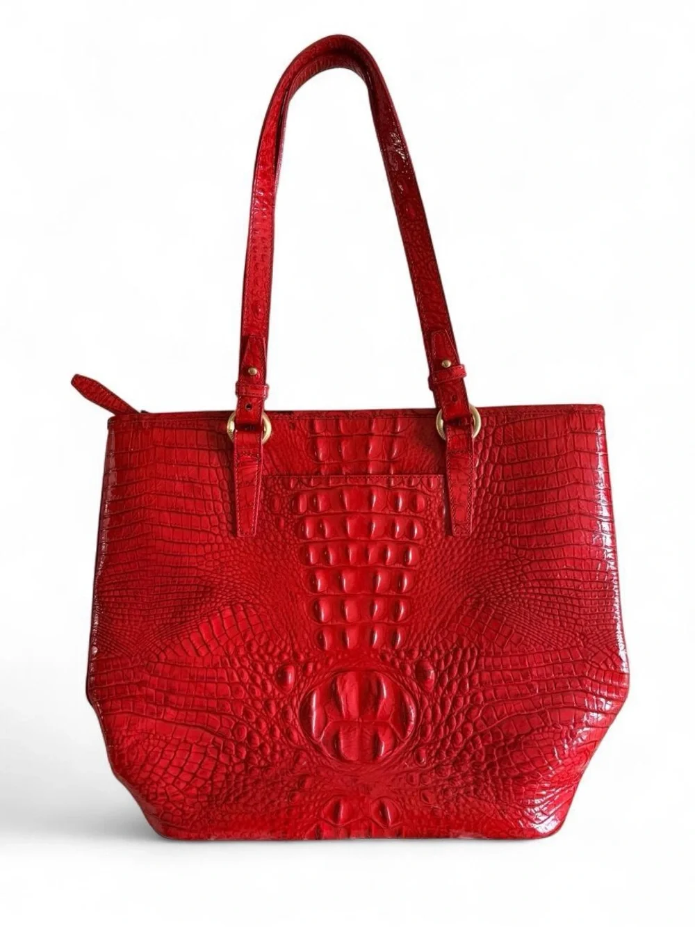 BRAHMIN Asher Red Croc-Embossed Tote Bag